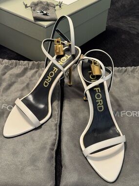 TOM FORD Ankle-Strap Padlock Mid-Heel Sandals